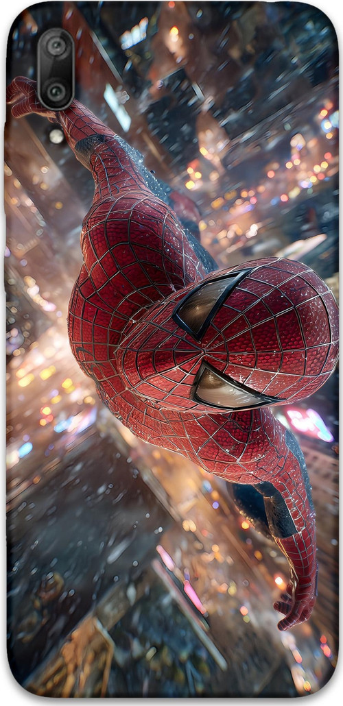 Huawei Y7 Prime 2019 Uyumlu Spiderman Desenli Telefon Kılıfı + Ekran Koruyucu - 5935