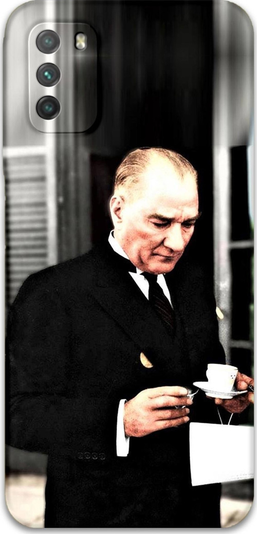 Poco M3 Uyumlu Atatürk Desenli Telefon Kılıfı + Ekran Koruyucu - 5850