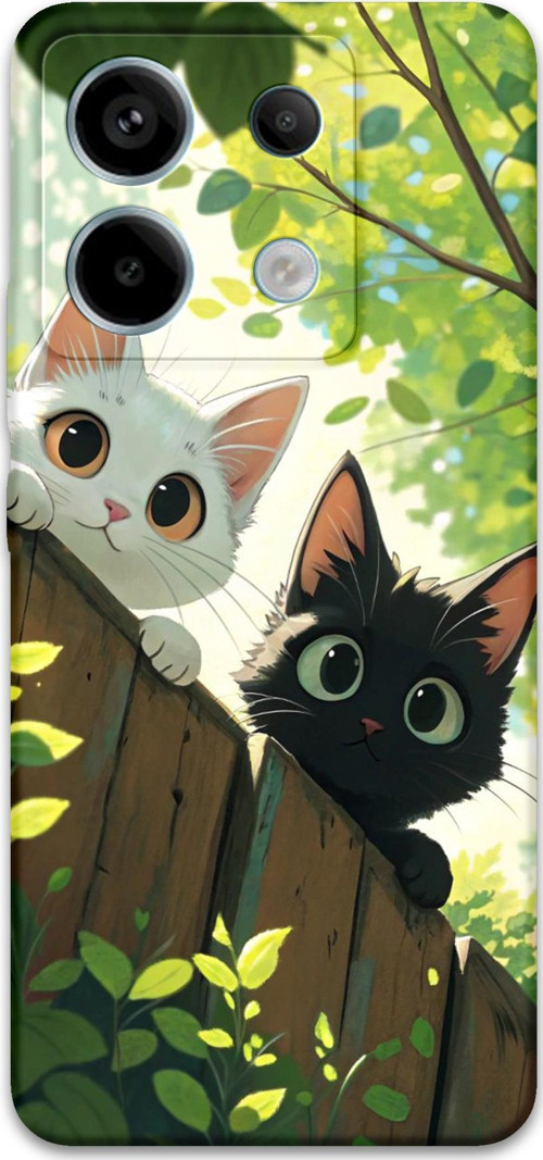 Poco M6 Pro Uyumlu Kedi Desenli Telefon Kılıfı + Ekran Koruyucu - 5785