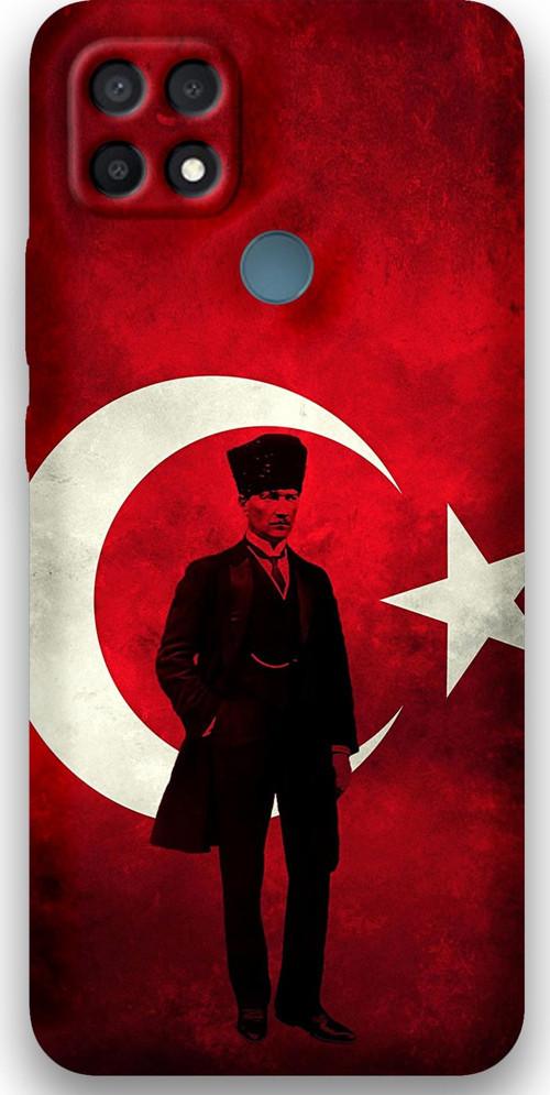 Oppo A15 Uyumlu Atatürk Desenli Telefon Kılıfı + Ekran Koruyucu - 5849