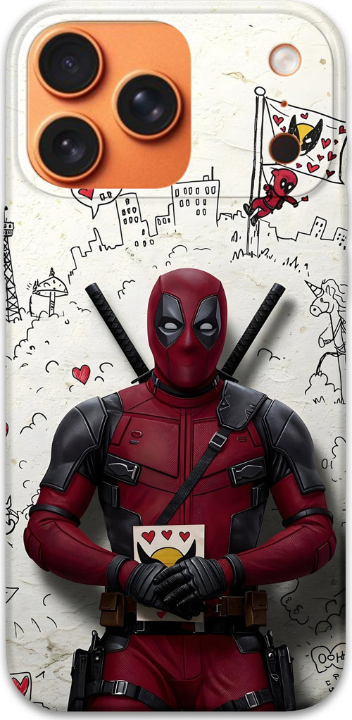 İphone 17 Pro Max Uyumlu Deadpool Desenli Telefon Kılıfı + Ekran Koruyucu - 5927