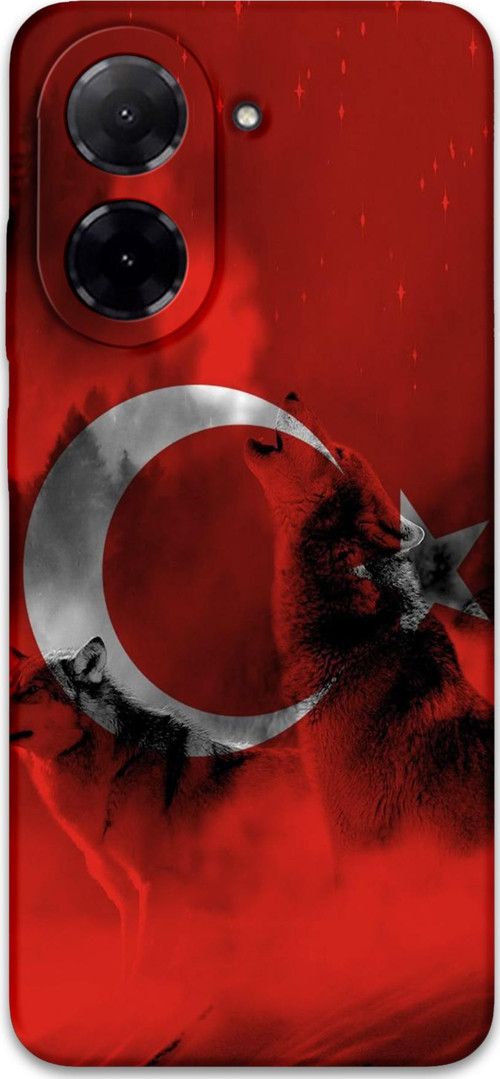 Xiaomi Redmi A5 4G Uyumlu Türk Bayrağı Desenli Telefon Kılıfı + Ekran Koruyucu - 5854