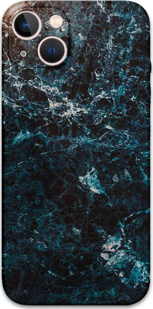 İphone 14 Uyumlu Mermer Desenli Telefon Kılıfı + Ekran Koruyucu - 5819