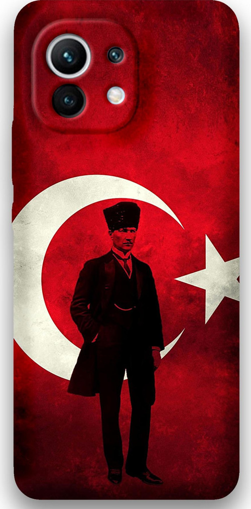 Xiaomi Mi 11 Uyumlu Atatürk Desenli Telefon Kılıfı + Ekran Koruyucu - 5849
