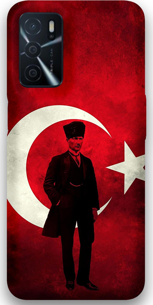 Oppo A16 Uyumlu Atatürk Desenli Telefon Kılıfı + Ekran Koruyucu - 5849