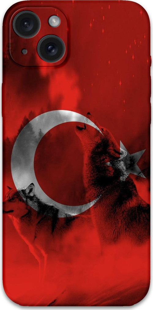 İphone 15 Plus Uyumlu Türk Bayrağı Desenli Telefon Kılıfı + Ekran Koruyucu - 5854