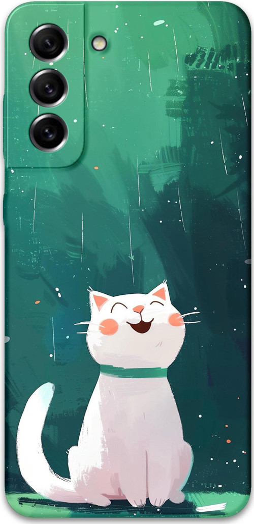 Galaxy S21 Uyumlu Kedi Desenli Telefon Kılıfı + Ekran Koruyucu - 5781