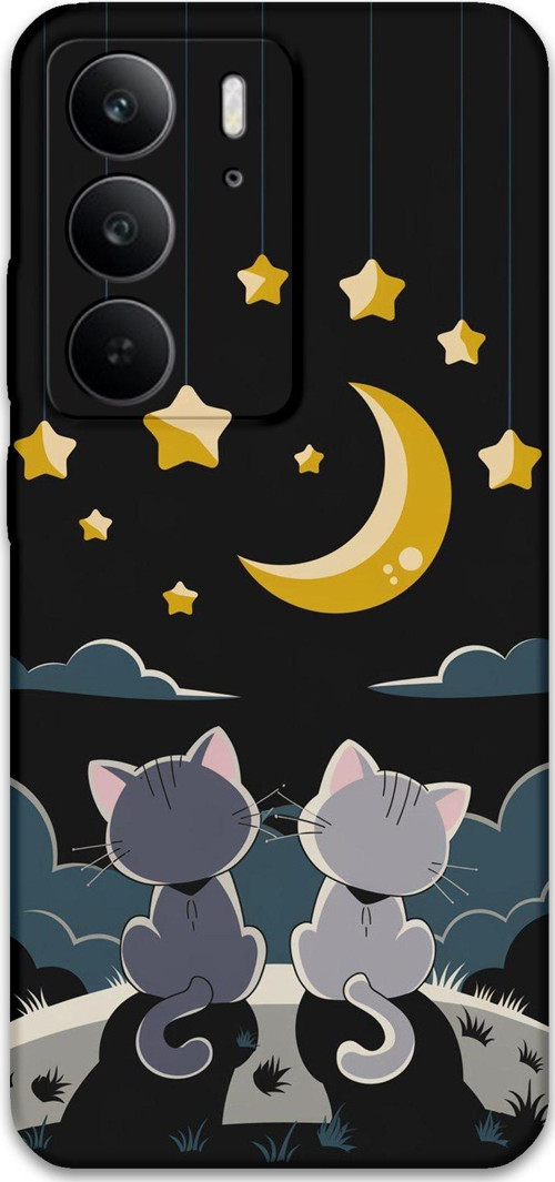 Realme C75 Uyumlu Kedi Desenli Telefon Kılıfı + Ekran Koruyucu - 5809