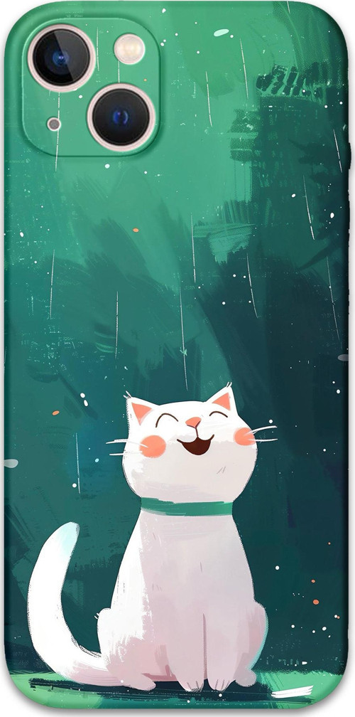 İphone 13 Uyumlu Kedi Desenli Telefon Kılıfı + Ekran Koruyucu - 5781