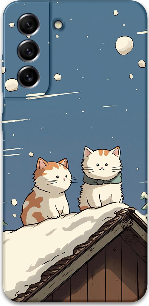 Galaxy S22 Uyumlu Kedi Desenli Telefon Kılıfı + Ekran Koruyucu - 5780