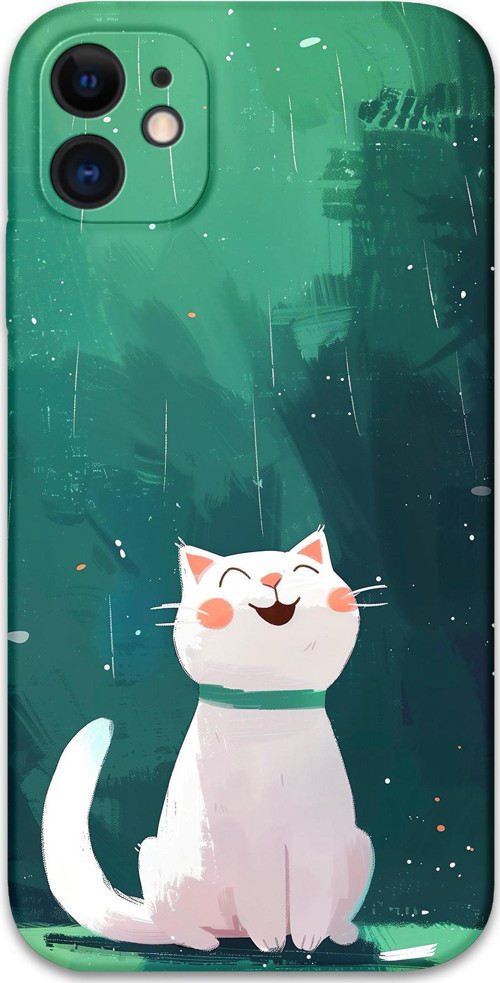 İphone 12 Uyumlu Kedi Desenli Telefon Kılıfı + Ekran Koruyucu - 5781