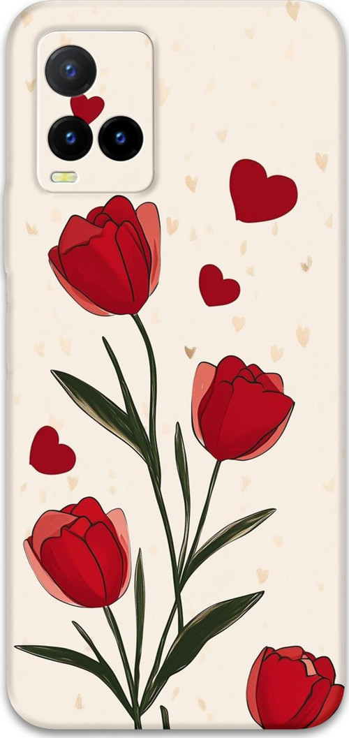 Vivo Y33S Uyumlu Çiçek Desenli Telefon Kılıfı + Ekran Koruyucu - 5789