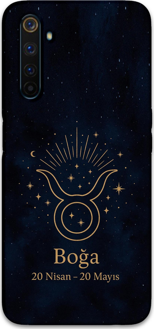 Realme 6 Pro Uyumlu Boğa Burcu Desenli Telefon Kılıfı + Ekran Koruyucu - 5769