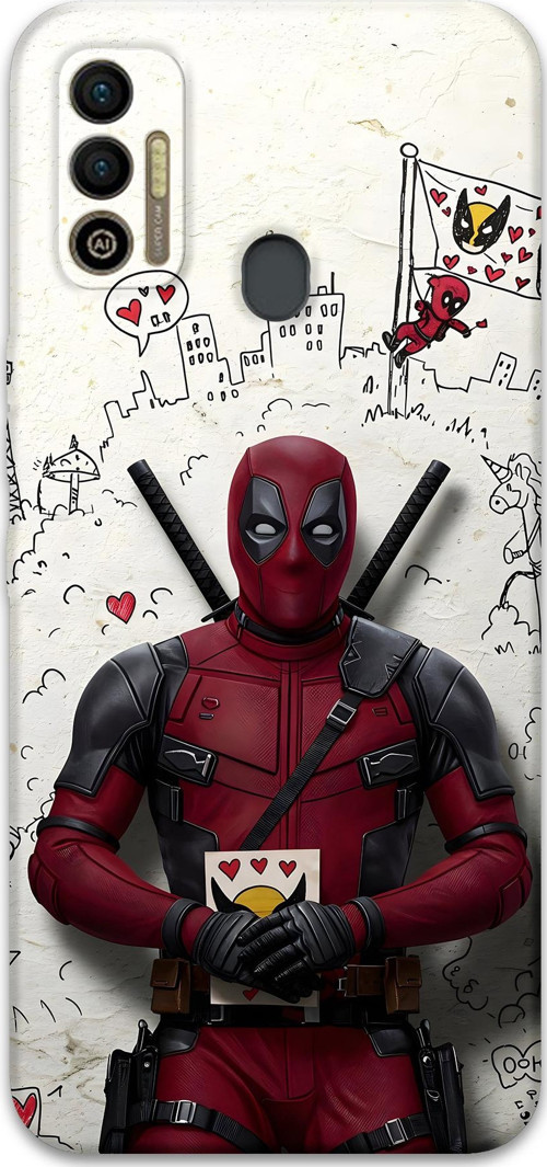 Tecno Spark 7T Uyumlu Deadpool Desenli Telefon Kılıfı + Ekran Koruyucu - 5927