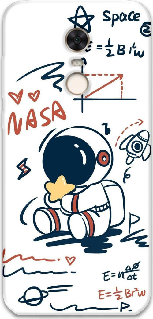 Xiaomi Redmi 5 Plus Uyumlu Astronot Desenli Telefon Kılıfı + Ekran Koruyucu - 5858