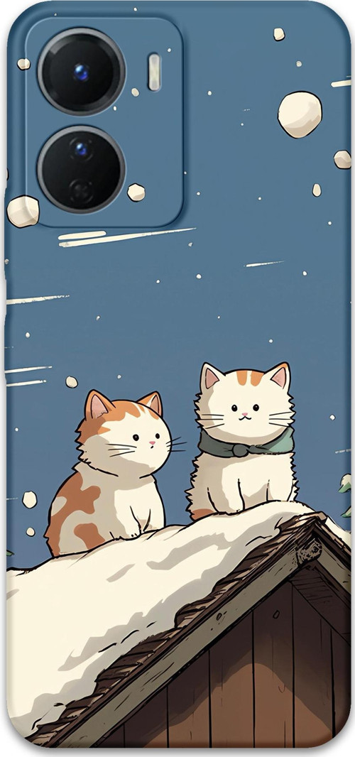 Vivo Y16 Uyumlu Kedi Desenli Telefon Kılıfı + Ekran Koruyucu - 5780