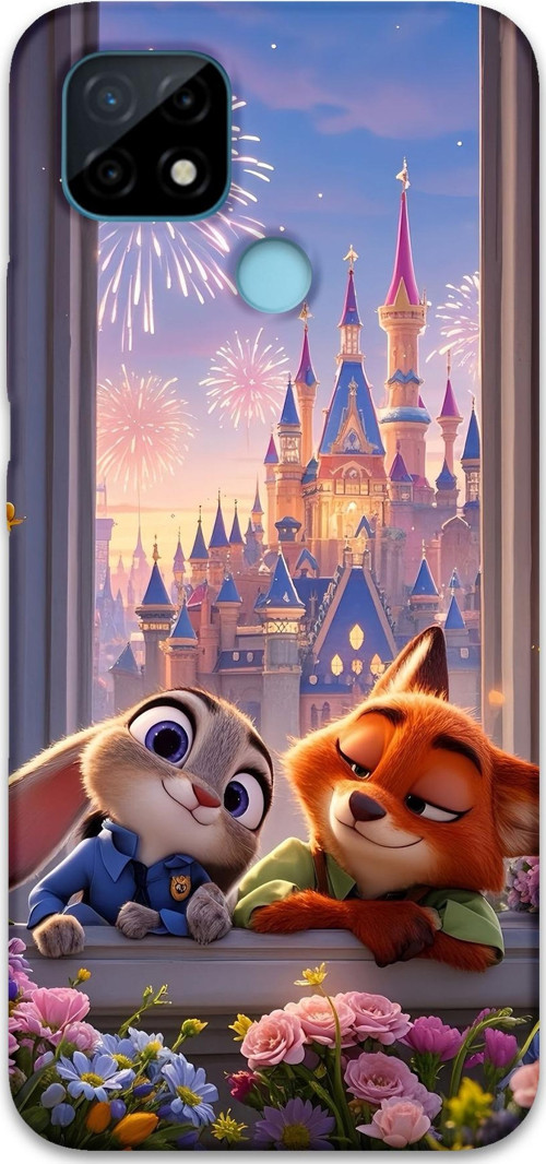 Realme C21 Uyumlu Zootopia Desenli Telefon Kılıfı + Ekran Koruyucu - 5943
