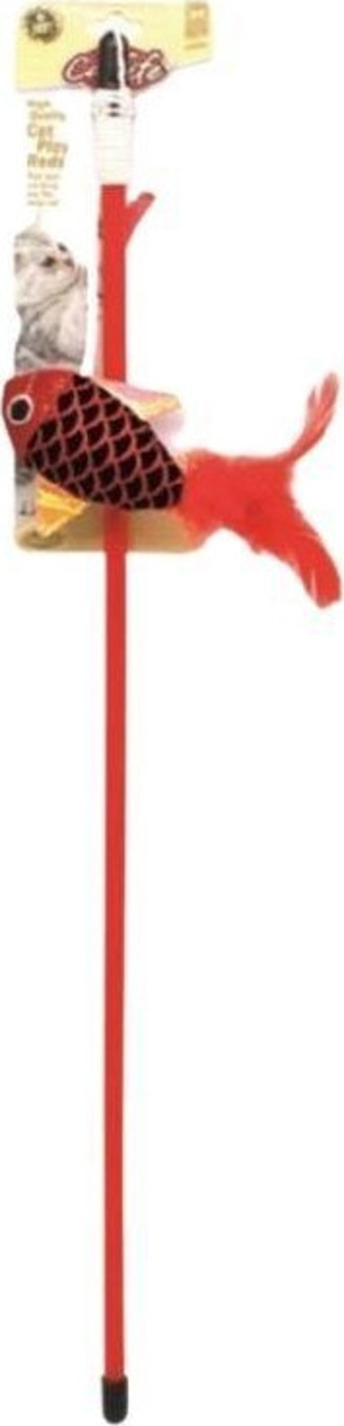 Tüylü Balık Kedi Oltası Oyuncağı Kırmızı