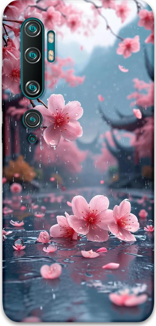 Xiaomi Mi Note 10 Uyumlu Çiçek Desenli Telefon Kılıfı + Ekran Koruyucu - 5794