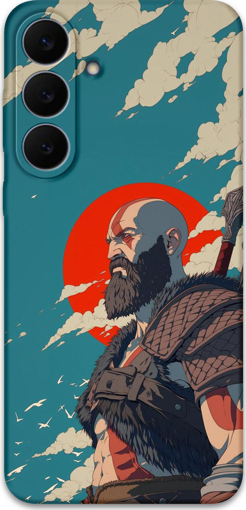 Galaxy S25 Fe Uyumlu Kratos Desenli Telefon Kılıfı + Ekran Koruyucu - 5824