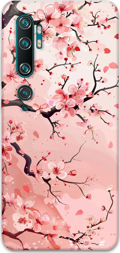 Xiaomi Mi Note 10 Uyumlu Çiçek Desenli Telefon Kılıfı + Ekran Koruyucu - 5805