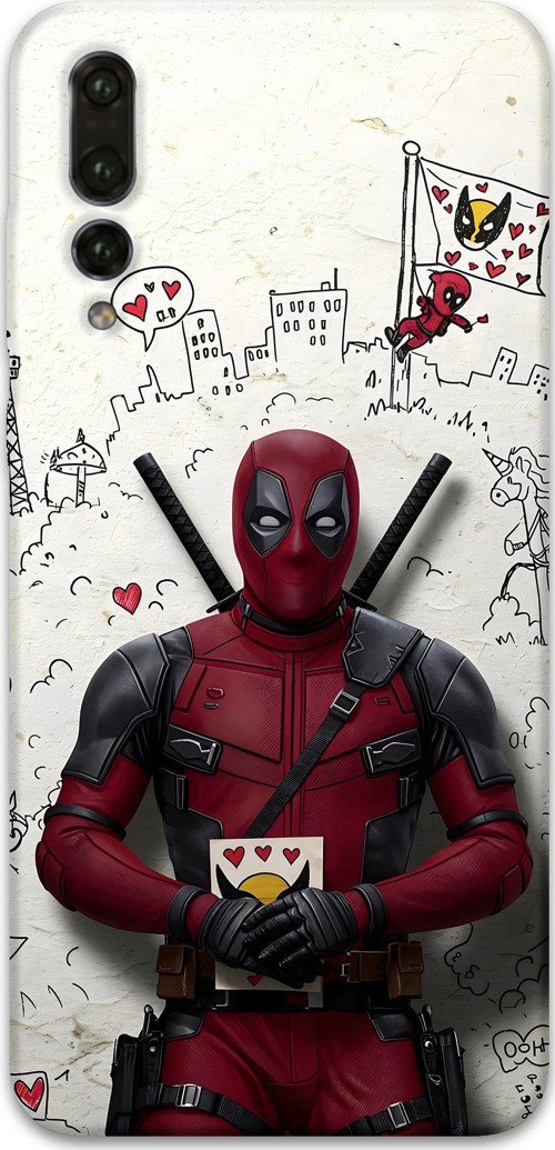 Huawei P20 Pro Uyumlu Deadpool Desenli Telefon Kılıfı + Ekran Koruyucu - 5927