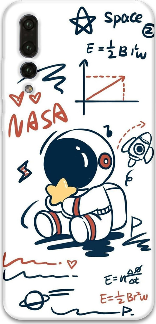 Huawei P20 Pro Uyumlu Astronot Desenli Telefon Kılıfı + Ekran Koruyucu - 5858