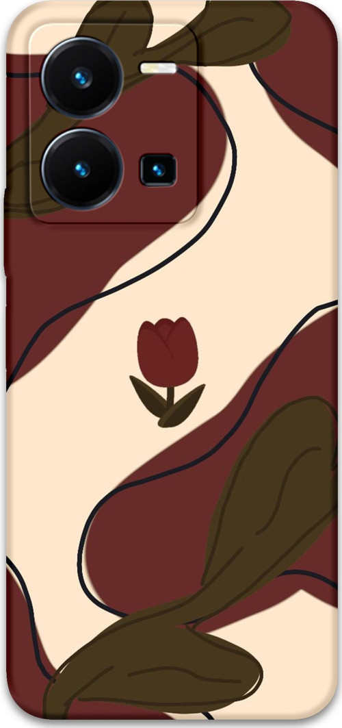 Vivo Y35 Uyumlu Çiçek Desenli Telefon Kılıfı + Ekran Koruyucu - 5790