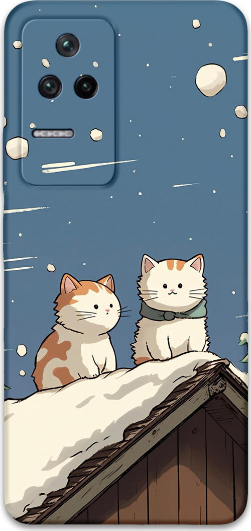 Poco F4 Uyumlu Kedi Desenli Telefon Kılıfı + Ekran Koruyucu - 5780