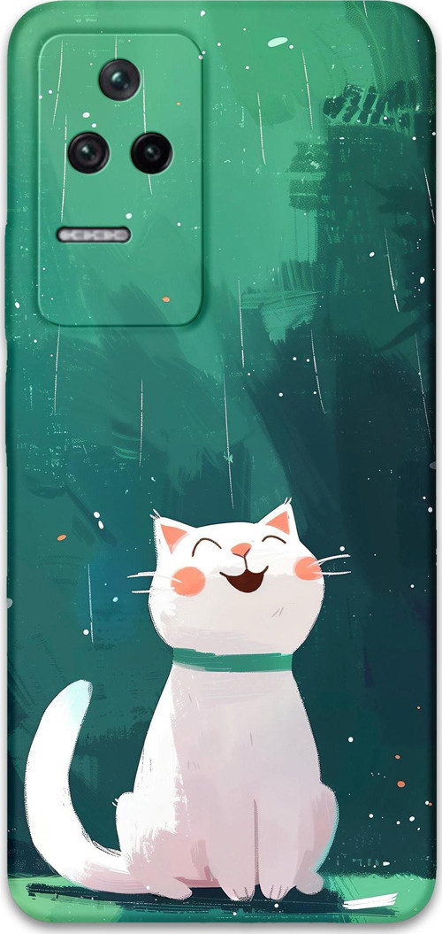 Poco F4 Uyumlu Kedi Desenli Telefon Kılıfı + Ekran Koruyucu - 5781