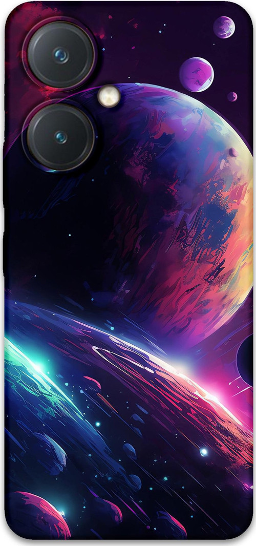 Vivo Y27 Uyumlu Uzay Desenli Telefon Kılıfı + Ekran Koruyucu - 5862