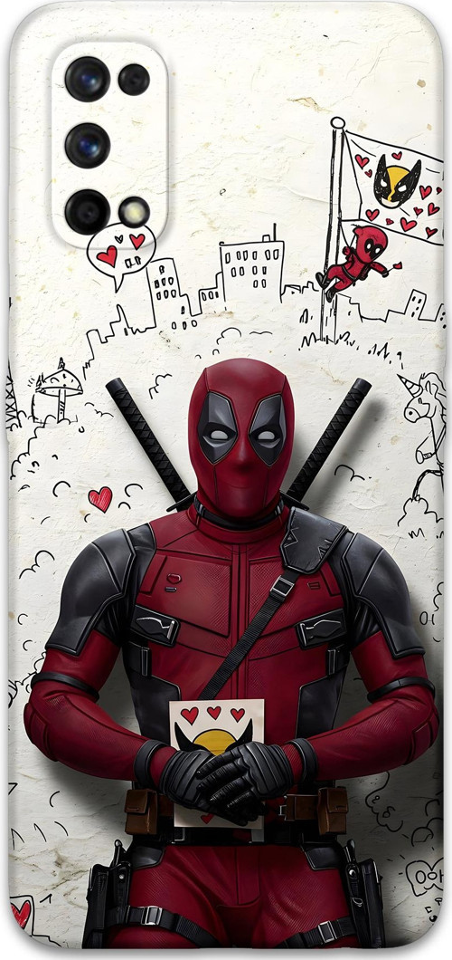 Realme 7 Pro Uyumlu Deadpool Desenli Telefon Kılıfı + Ekran Koruyucu - 5927