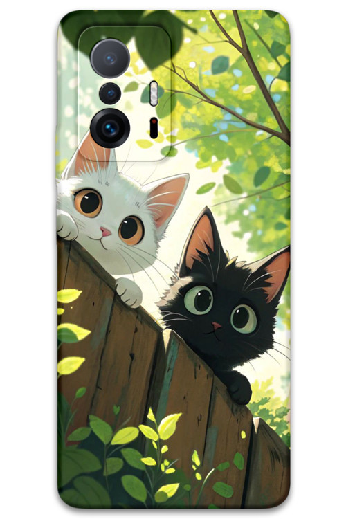 Xiaomi Mi 11T Uyumlu Kedi Desenli Telefon Kılıfı + Ekran Koruyucu - 5785