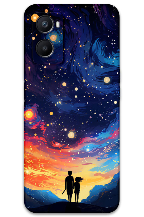 Oppo A96 Uyumlu Uzay Desenli Telefon Kılıfı + Ekran Koruyucu - 5863