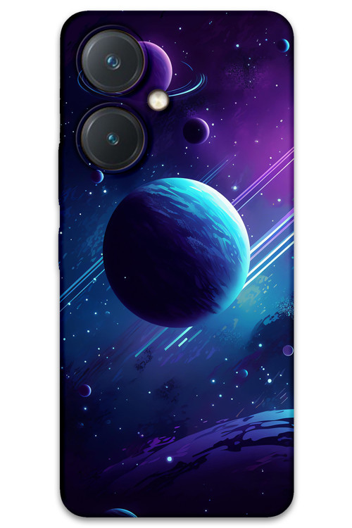 Vivo Y27 Uyumlu Uzay Desenli Telefon Kılıfı + Ekran Koruyucu - 5866