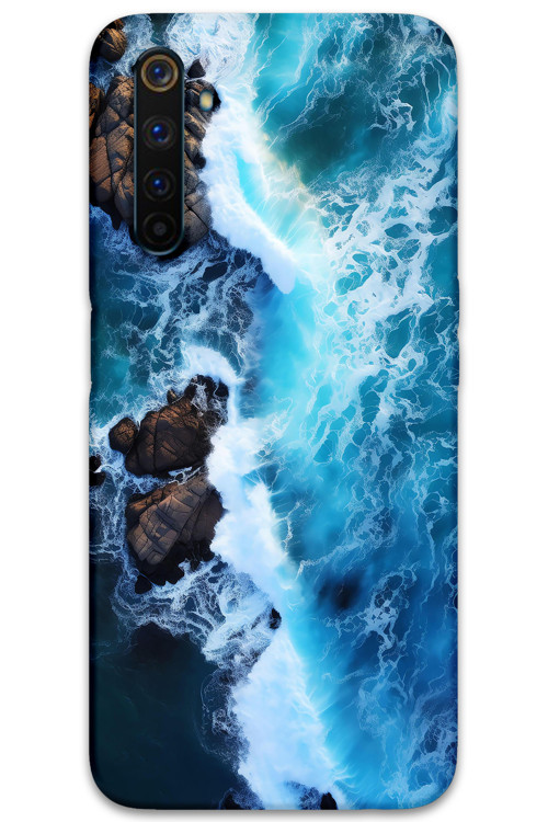 Realme 6 Pro Uyumlu Mermer Desenli Telefon Kılıfı + Ekran Koruyucu - 5810