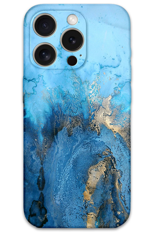 İphone 15 Pro Max Uyumlu Mermer Desenli Telefon Kılıfı + Ekran Koruyucu - 5812