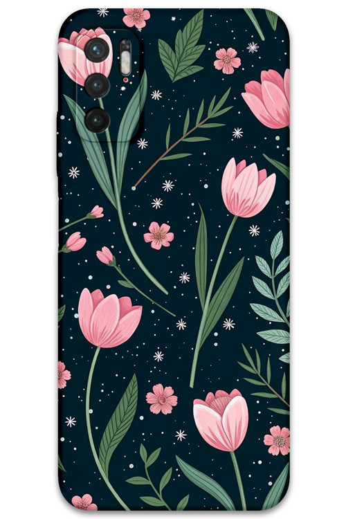 Xiaomi Redmi Note 10 5G Uyumlu Çiçek Desenli Telefon Kılıfı + Ekran Koruyucu - 5788