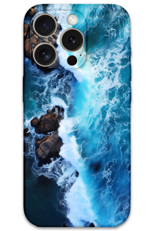 İphone 15 Pro Max Uyumlu Mermer Desenli Telefon Kılıfı + Ekran Koruyucu - 5810
