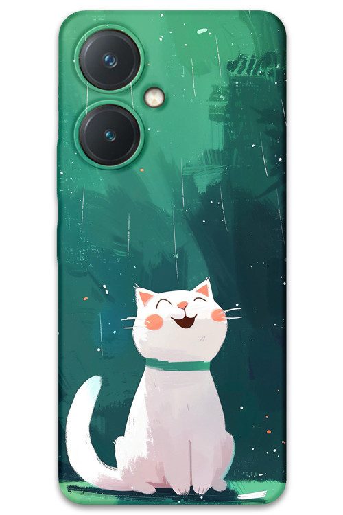 Vivo Y27 Uyumlu Kedi Desenli Telefon Kılıfı + Ekran Koruyucu - 5781