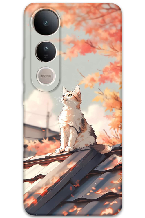 Vivo V50 Lite 4G Uyumlu Kedi Desenli Telefon Kılıfı + Ekran Koruyucu - 5784