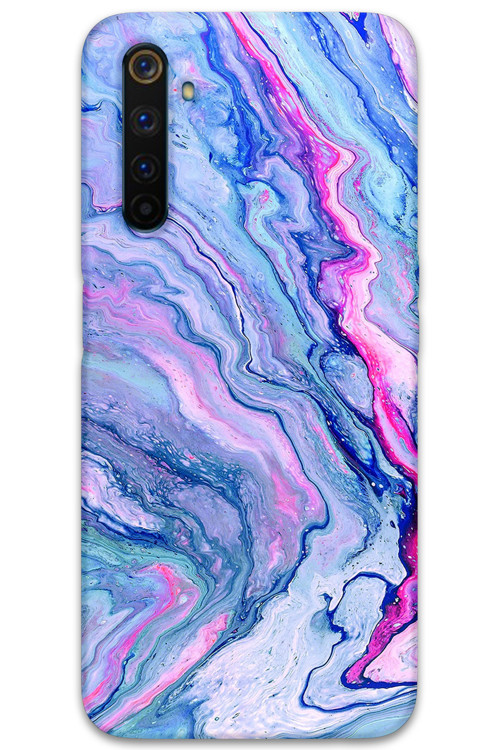 Realme 6 Pro Uyumlu Mermer Desenli Telefon Kılıfı + Ekran Koruyucu - 5816