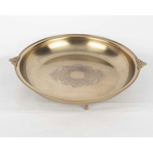 Pirinç İşlemeli YuvarlakTepsi 35x7cm