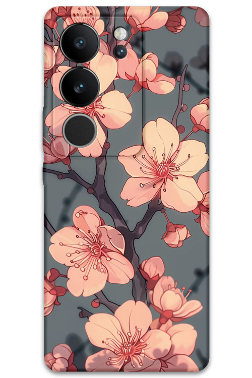 Vivo V29 Uyumlu Çiçek Desenli Telefon Kılıfı + Ekran Koruyucu - 5801