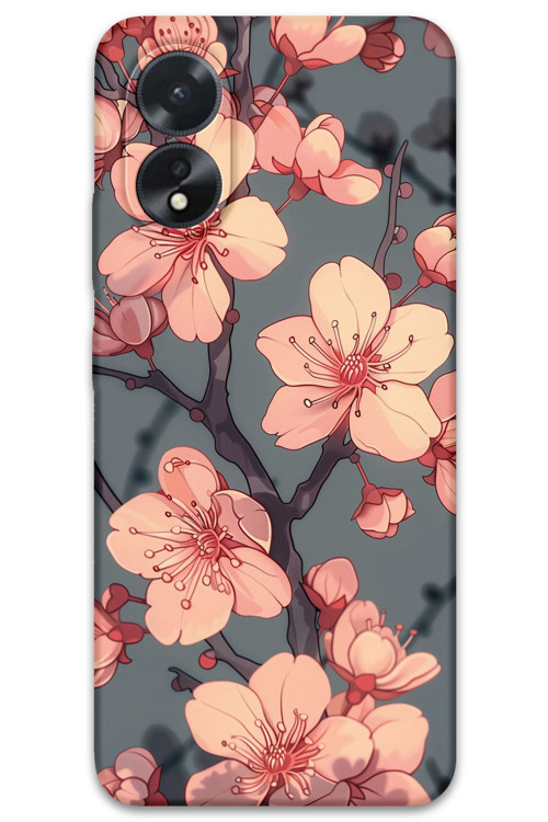 Oppo A38 Uyumlu Çiçek Desenli Telefon Kılıfı + Ekran Koruyucu - 5801