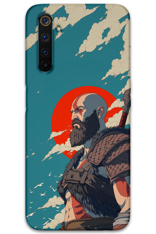 Realme 6 Pro Uyumlu Kratos Desenli Telefon Kılıfı + Ekran Koruyucu - 5824