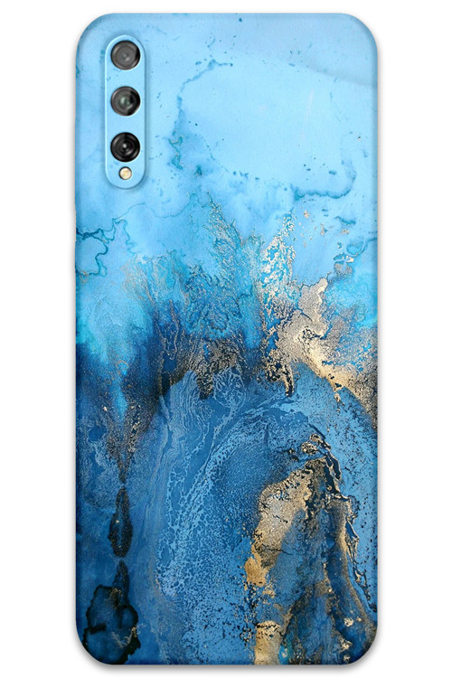Huawei P Smart S Uyumlu Mermer Desenli Telefon Kılıfı + Ekran Koruyucu - 5812