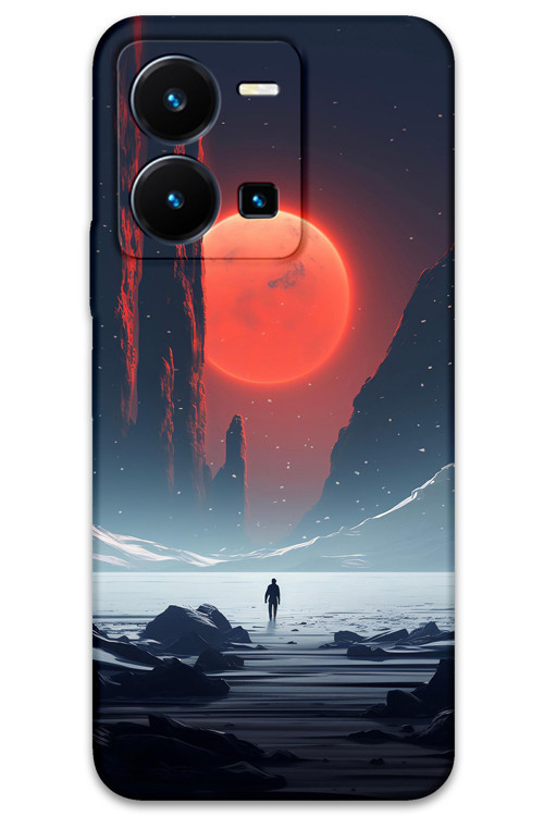 Vivo Y22S Uyumlu Uzay Desenli Telefon Kılıfı + Ekran Koruyucu - 5861