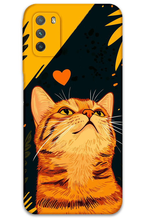 Poco M3 Uyumlu Kedi Desenli Telefon Kılıfı + Ekran Koruyucu - 5783