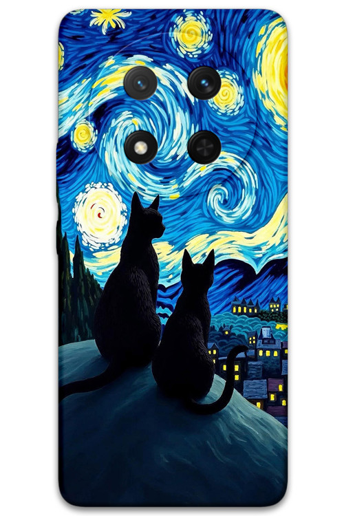 Honor Magic 7 Lite Uyumlu Kedi Desenli Telefon Kılıfı + Ekran Koruyucu - 5782